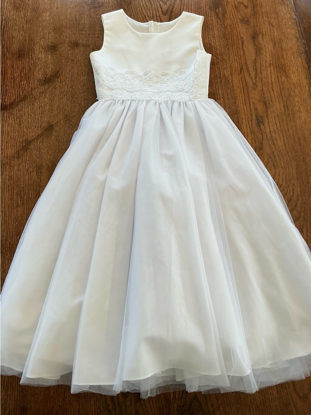 Joan Calabrese white  Lace Bodice Tulle Flower Girl Dress